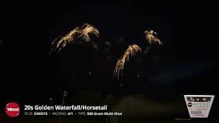 GM421S 20s Golden Waterfall/Horsetail - 20 shot 500 Gram Cake - 76 Show Series 2024 Production