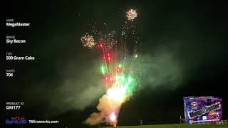 GM177 Megablaster - 704 shot 500 Gram Cake - Sky Bacon Fireworks